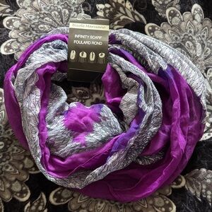 NWT Nicole Marciano Vibrant Purple and Gray Infinity Scarf